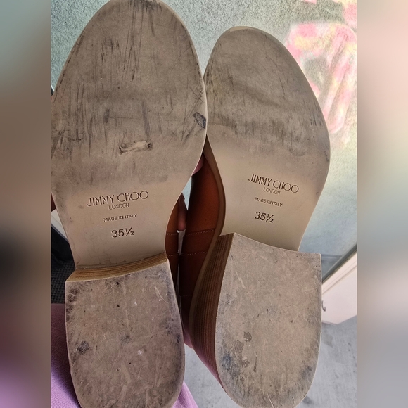 Jimmy Choo Tan Over the Knee Boots Minimalist Design - Picture 13 of 15